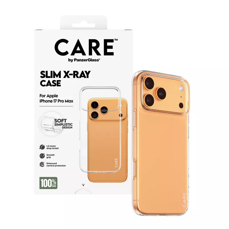Capa protetora macia PanzerGlass CARE capa elegante transparente X-Ray para iPhone 17 Pro Max