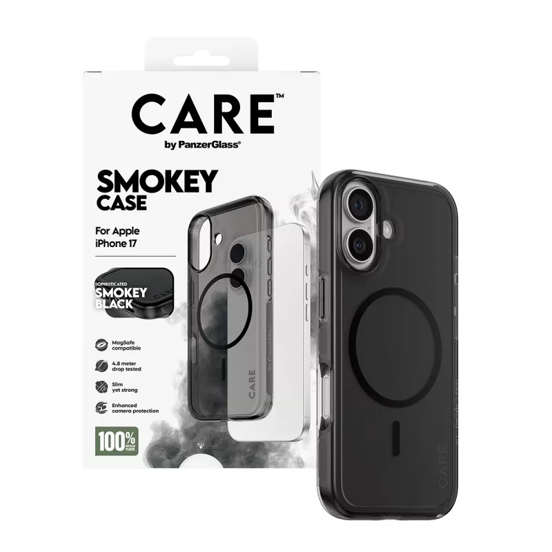 Capa PanzerGlass CARE™ by ® Urban Explorer Case Smokey com MagSafe preto iPhone 17