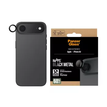 Protetor de lente da câmara PanzerGlass Hoops para iPhone Air — vidro temperado, preto, resistente a riscos e choques