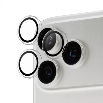 Protetor de câmara PanzerGlass Hoops transparente para iPhone 17 Pro / 17 Pro Max / 16 Pro / 16 Pro Max, vidro temperado, silicone, 1 unid.