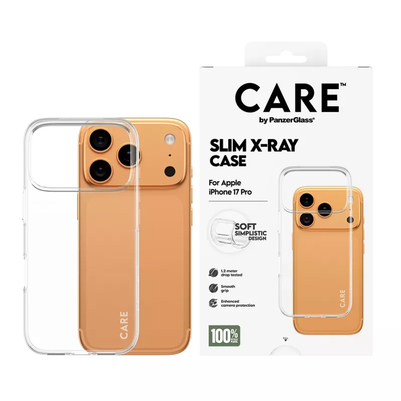 Capa protetora para telemóvel PanzerGlass CARE capa elegante Transparente X‑Ray Soft Basic para iPhone 17 Pro