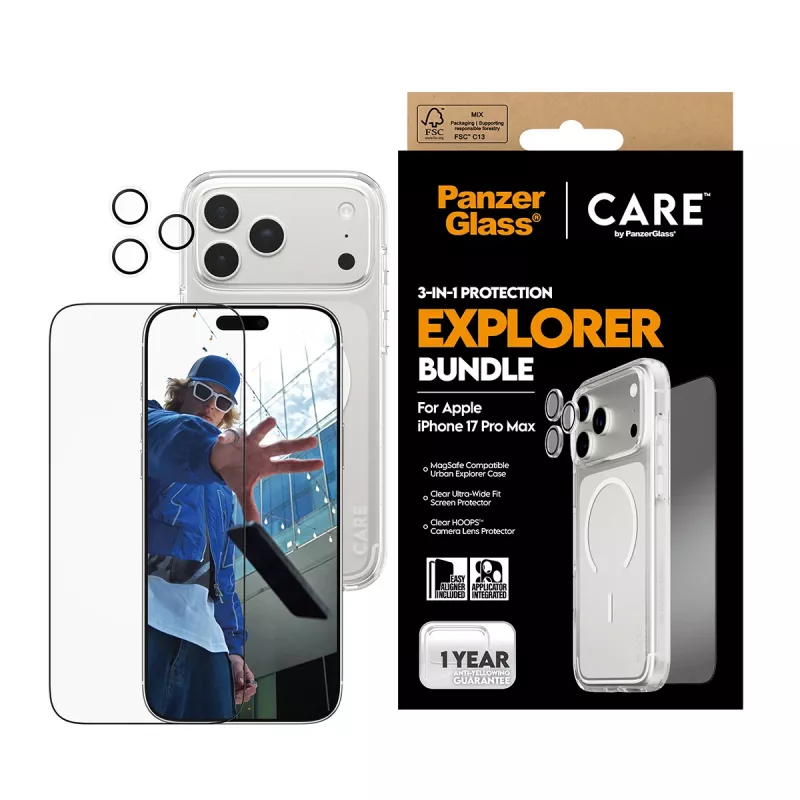 Conjunto PanzerGlass ® | CARE by ® Flagship 3 em 1 Urban Explorer iPhone 17 Pro Max