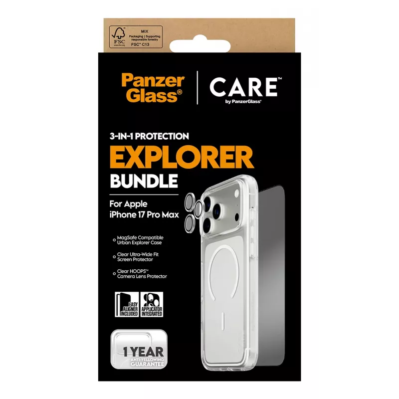 Conjunto PanzerGlass ® | CARE by ® Flagship 3 em 1 Urban Explorer iPhone 17 Pro Max