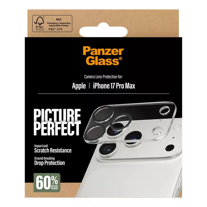 Protetor de lente da câmara PanzerGlass iPhone 17 Pro Max resistente a riscos e choques