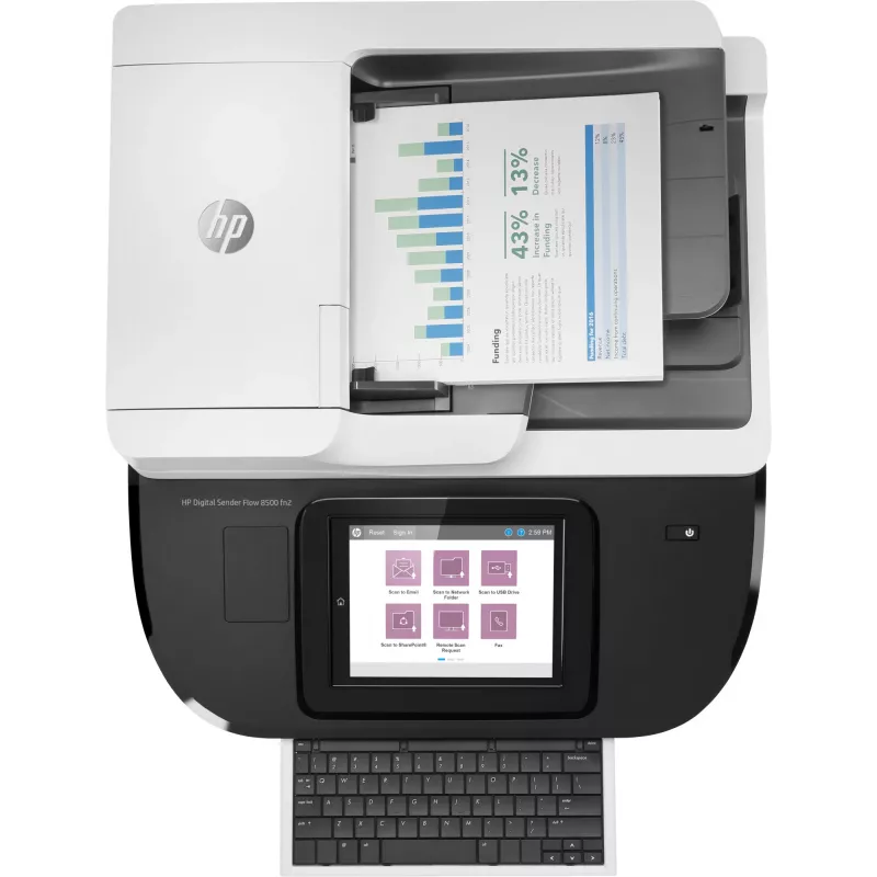 HP Flow 8500 fn2 Digitalizador de superfície plana e ADF 600 x 600 DPI