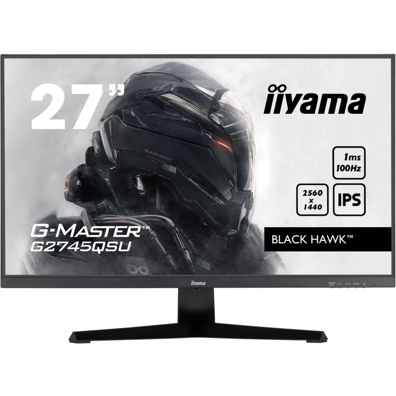 Monitor gaming IIYAMA G-MASTER G2745QSU-B2 27 polegadas, 2560×1440 WQHD, IPS, 100 Hz, 1 ms, HDMI/DP, hub USB 3.2, altifalantes, VESA