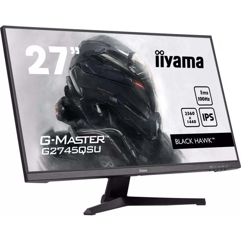 Monitor gaming IIYAMA G-MASTER G2745QSU-B2 27 polegadas, 2560×1440 WQHD, IPS, 100 Hz, 1 ms, HDMI/DP, hub USB 3.2, altifalantes, VESA