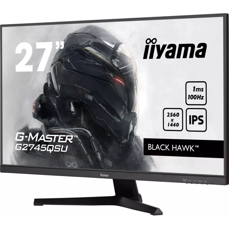 Monitor gaming IIYAMA G-MASTER G2745QSU-B2 27 polegadas, 2560×1440 WQHD, IPS, 100 Hz, 1 ms, HDMI/DP, hub USB 3.2, altifalantes, VESA