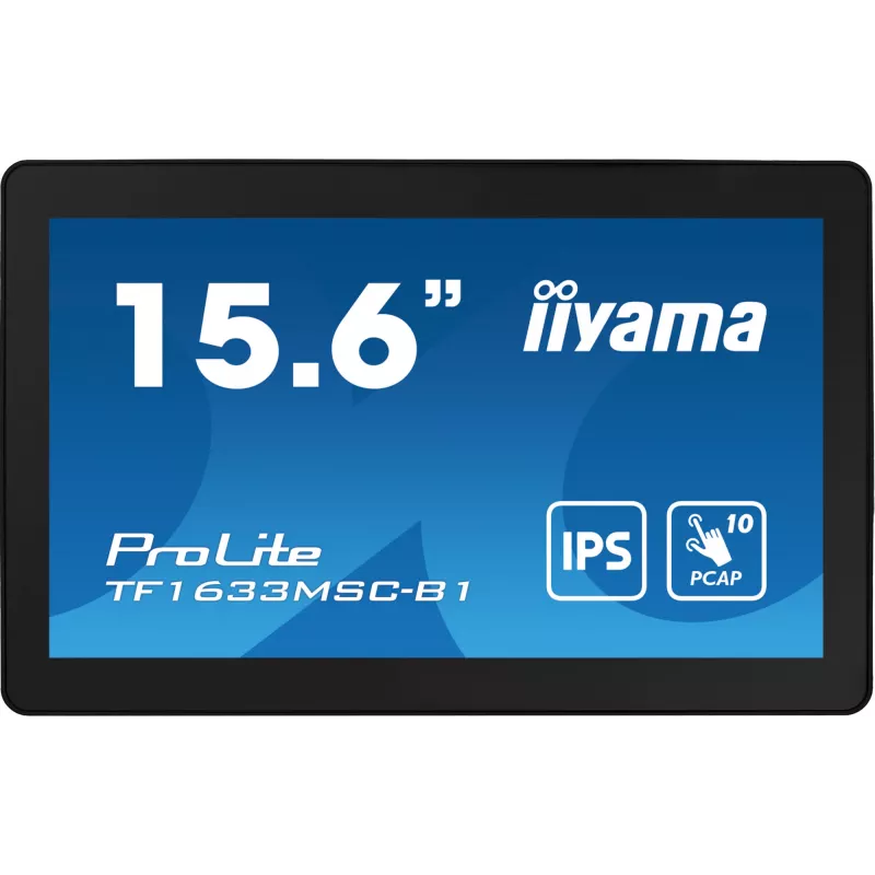 iiyama ProLite TF1633MSC-B1 Monitor de computador 39,6 cm (15,6 inch) 1920 x 1080 píxeis Full HD Touchscreen preto