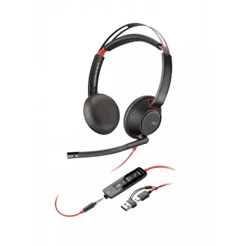 HP Poly Blackwire 5220 Headset estéreo USB-C + ficha jack 3,5 mm + adaptador USB-C/A