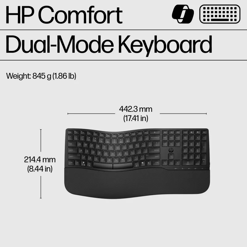HP 685 Teclado conforto dual-mode tamanho completo sem fios Bluetooth membrana