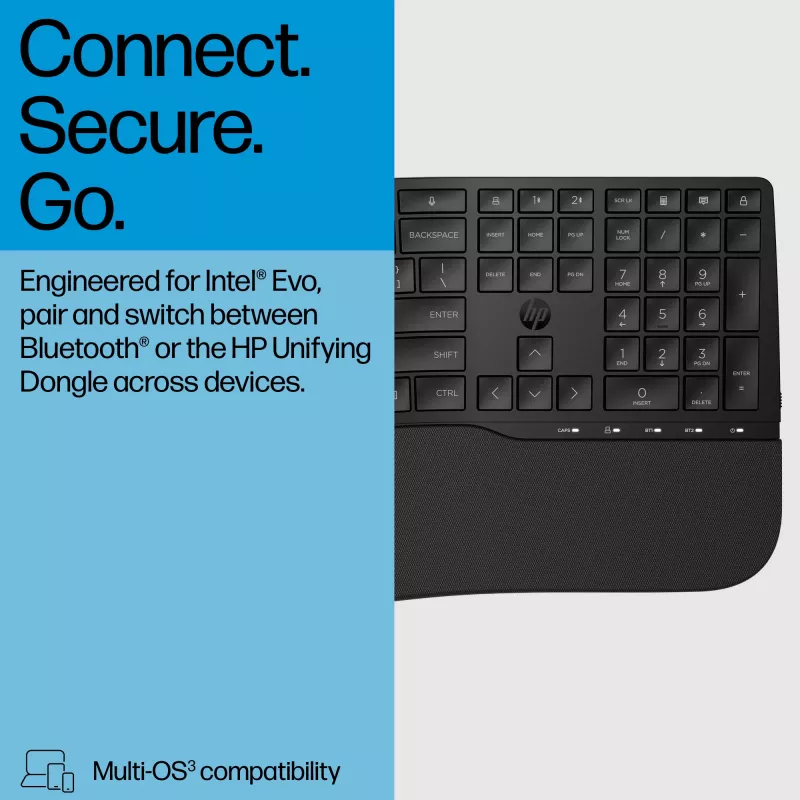 HP 685 Teclado conforto dual-mode tamanho completo sem fios Bluetooth membrana