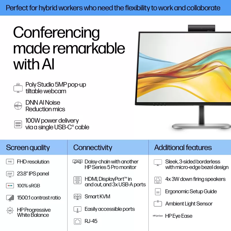Monitor de conferência HP Series 5 Pro 23,8