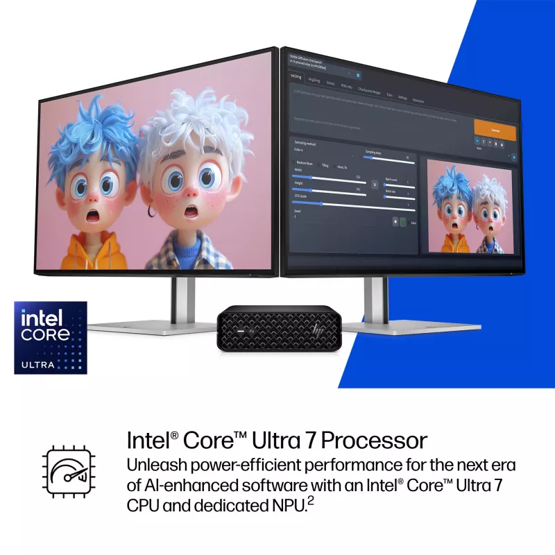HP Z2 Mini G1i A40LPET estação de trabalho AI mini PC, Intel Core Ultra 7 265K, 32 GB RAM, 1 TB SSD, NVIDIA RTX 2000 Ada 16 GB, Wi-Fi 7, Windows 11 Pro