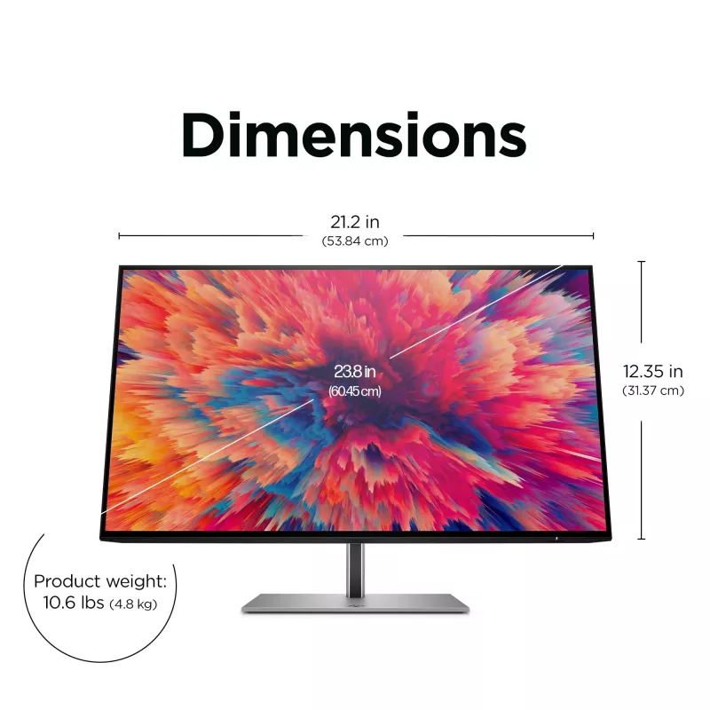 Monitor HP Z24q G3 QHD, 60,5 cm (23,8 polegadas), 2560 x 1440 píxeis, Quad HD, LCD, 5 ms, prateado