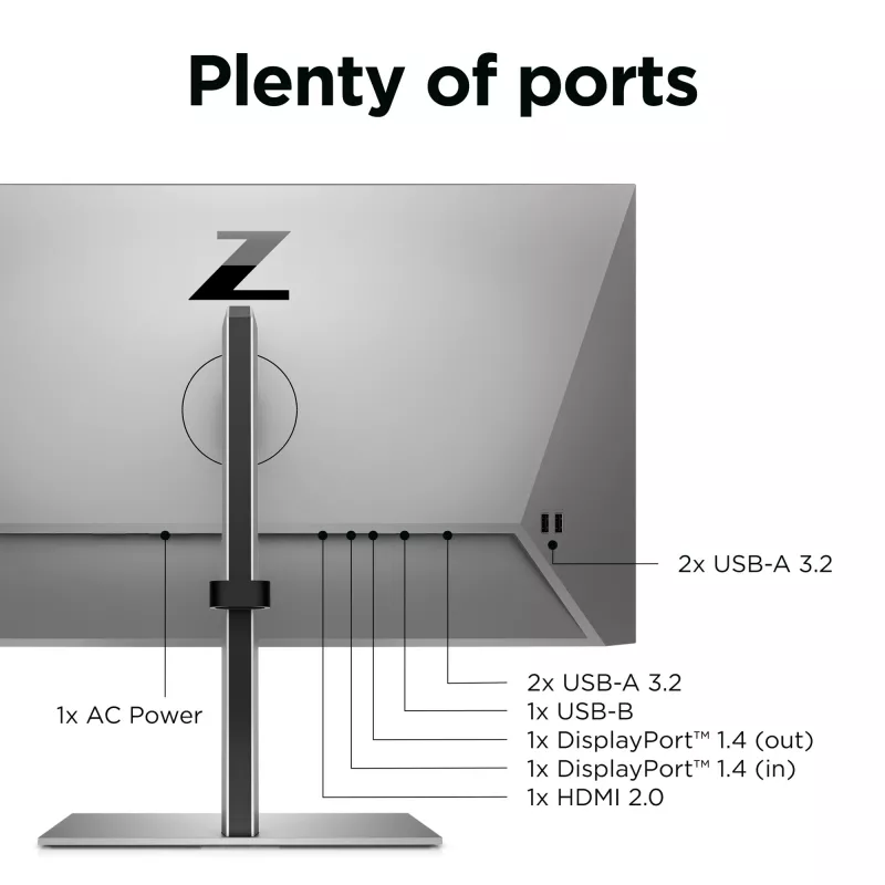 Monitor HP Z24q G3 QHD, 60,5 cm (23,8 polegadas), 2560 x 1440 píxeis, Quad HD, LCD, 5 ms, prateado
