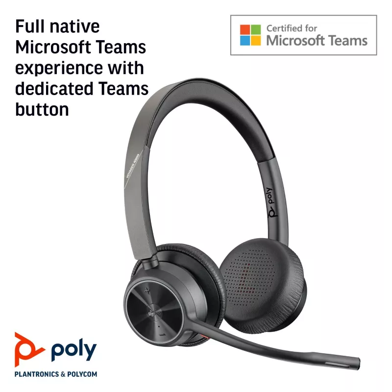 Headset USB-A HP Poly Voyager 4320 certificado Microsoft Teams + Dongle BT700-D