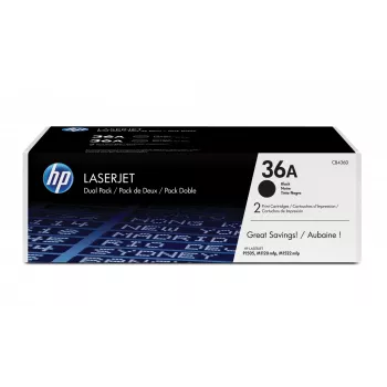 Toner Original LaserJet HP 36A Pack de 2 Preto, 4000 páginas, Preto, 2 unid.