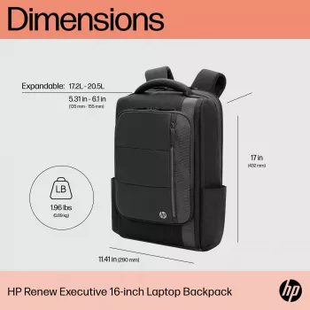 Mochila para portátil HP Renew Executive 16 polegadas, mochila, 40,9 cm (16,1