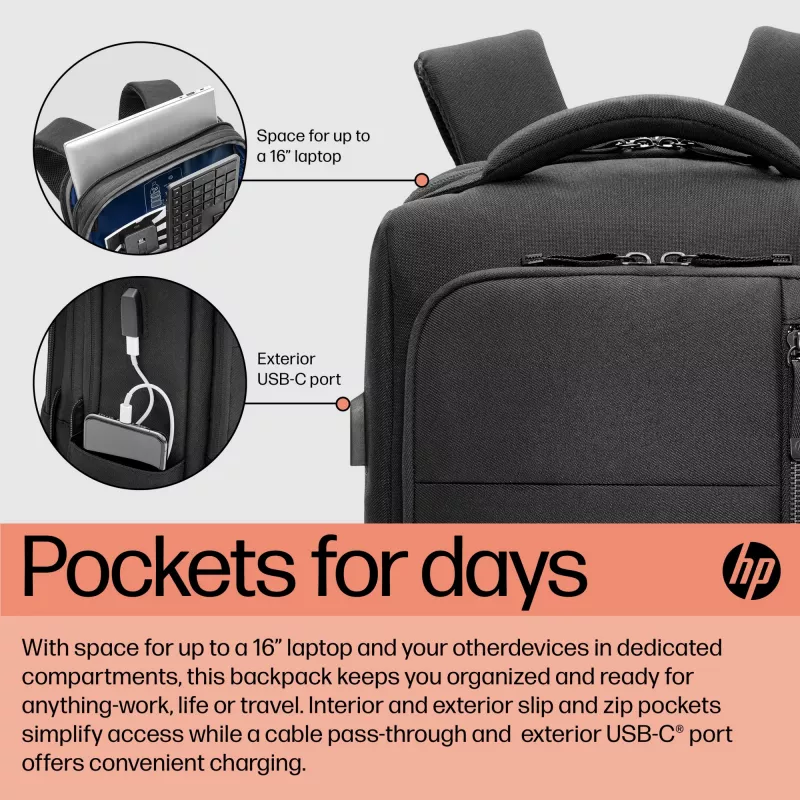 Mochila para portátil HP Renew Executive 16 polegadas, mochila, 40,9 cm (16,1 inch), 890 g