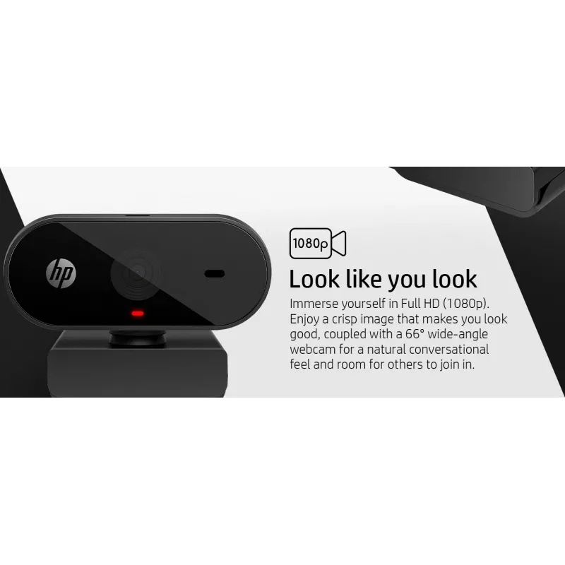 Webcam HP 325 FHD, empresarial, Windows 10, Windows 11, MacOS, 72 mm, 53,6 mm, 53,2 mm