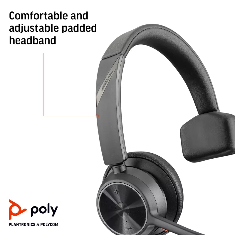 Headset HP Poly Voyager 4310 USB-A +dongle BT700, sem fios, escritório/call center, 20 - 20000 Hz, 122 g, headset, preto