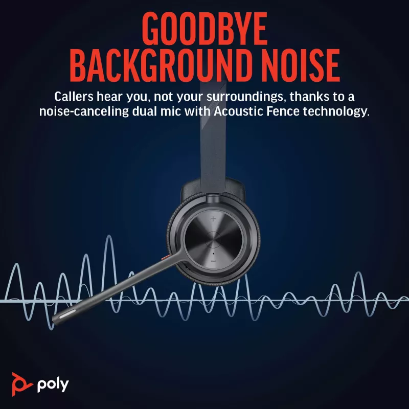 Headset HP Poly Voyager 4310 UC mono +adaptador BT700 USB-A +estação de carregamento