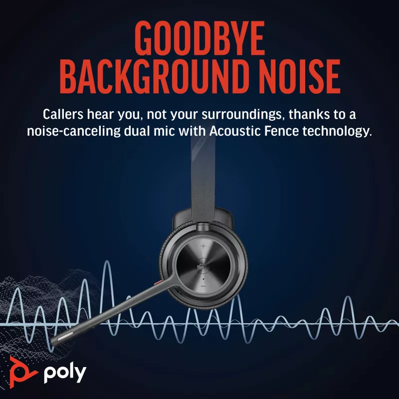 Headset HP Poly Voyager 4310 UC mono +adaptador BT700 USB-A +estação de carregamento