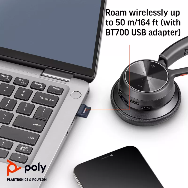 Headset HP Poly Voyager 4310 USB-C +dongle BT700 +estação de carregamento