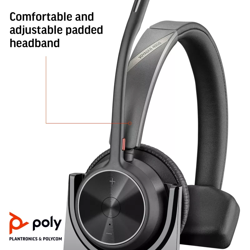 Headset HP Poly Voyager 4310 USB-C +dongle BT700 +estação de carregamento