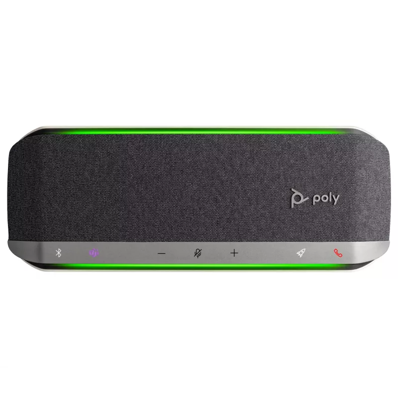 Speakerphone HP Poly Sync 40 certificado Microsoft Teams, prateado, Windows 10, Windows 11, MacOS, 30 h, RoHS, Federal Communications Commission (FCC), CE, 38 mm