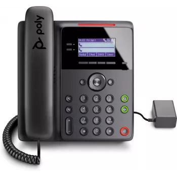 Telefone IP POLY Edge B10 preto, auscultador com fios, 2 linhas, ecrã LCD