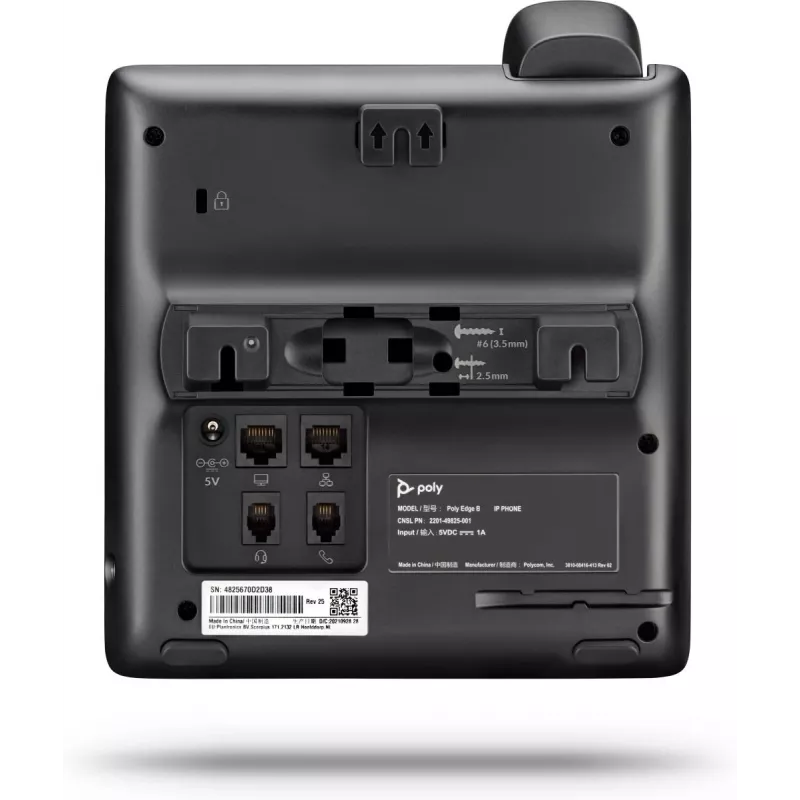 Telefone IP POLY Edge B10 preto, auscultador com fios, 2 linhas, ecrã LCD