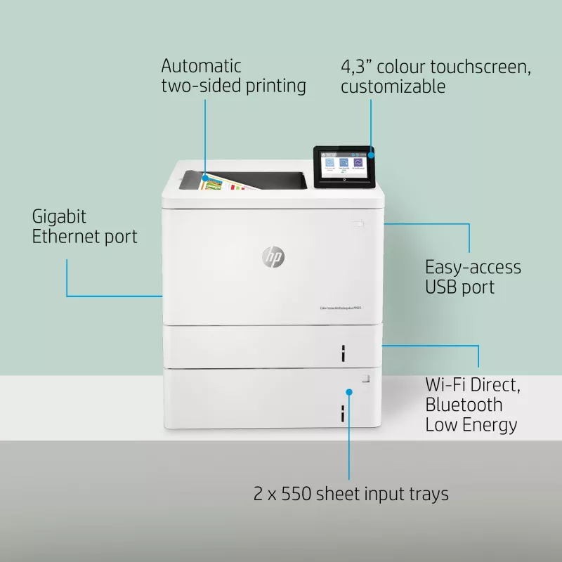 HP Color LaserJet Enterprise M555x, Laser, Cor, 1200 x 1200 DPI, A4, 38 ppm, impressão frente e verso