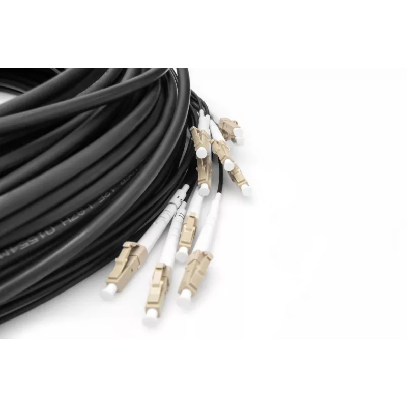 Cabo breakout DIGITUS - 12 fibras OM4 LC/UPC-LC/UPC cor universal preto 100 m