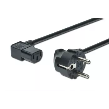 Cabo de alimentação DIGITUS, CEE 7/7 (Type-F) - C13, 90° angular macho/fêmea, 1,8 m, H05VV-F3G 0,75 mm² preto diretiva UE