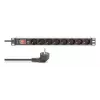 PDU DIGITUS - montagem em rack de alumínio 1U 7x segurança + 1x saída 16A 4000W 250VAC 50/60Hz proteção contra sobrecarga