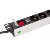 PDU DIGITUS - montagem em rack de alumínio 1U 7x segurança + 1x saída 16A 4000W 250VAC 50/60Hz proteção contra sobrecarga