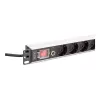 PDU DIGITUS - montagem em rack de alumínio 1U 7x segurança + 1x saída 16A 4000W 250VAC 50/60Hz proteção contra sobrecarga