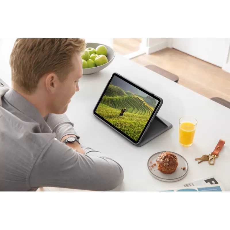 Capa de teclado Folio Touch LOGITECH com retroiluminação e trackpad Oxford cinzento para iPad Air (4.ª geração) alemão Qwertz