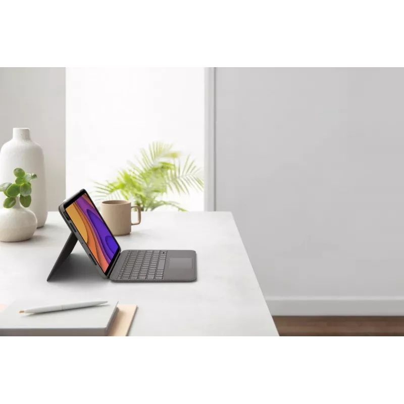 Capa de teclado Folio Touch LOGITECH com retroiluminação e trackpad Oxford cinzento para iPad Air (4.ª geração) alemão Qwertz