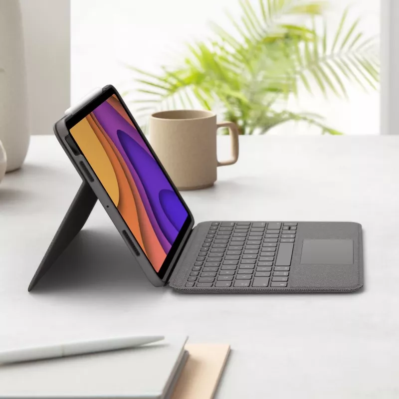 Capa de teclado Folio Touch LOGITECH com retroiluminação e trackpad Oxford cinzento para iPad Air (4.ª geração) alemão Qwertz