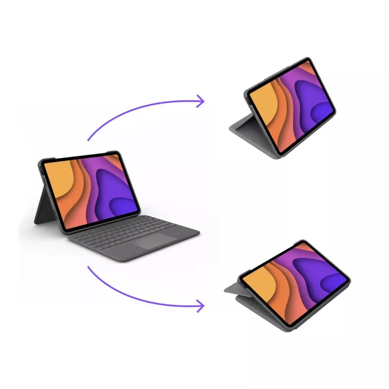 Capa de teclado Folio Touch LOGITECH com retroiluminação e trackpad Oxford cinzento para iPad Air (4.ª geração) alemão Qwertz