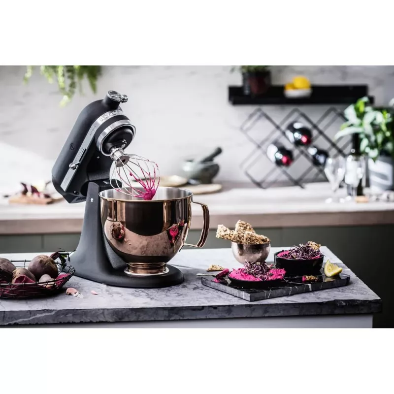 Máquina de cozinha KITCHENAID ARTISAN 5KSM185PS — taça de aço inoxidável 4,8 L, 300 W, 10 velocidades, preta