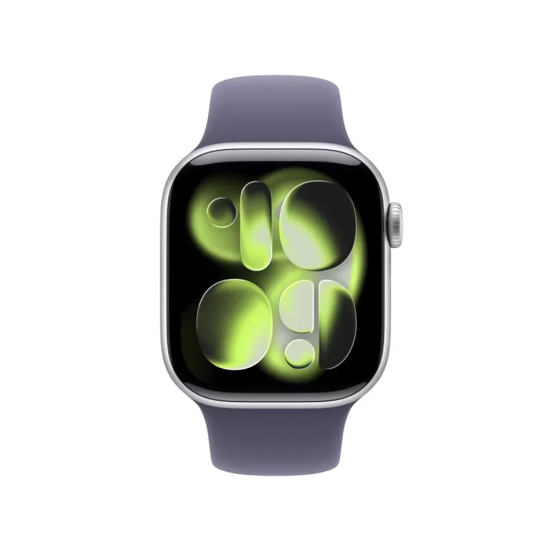 APPLE Watch Series 11 GPS 42mm Caixa de alumínio prateado com pulseira desportiva névoa roxa S/M