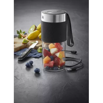 WMF KITCHENminis 0416700011 0,3 L Liquidificadora 50 W Preta, Aço inoxidável, Transparente