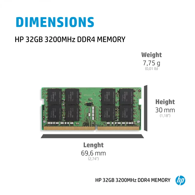 HP DDR4 - Módulo - 32 GB - SO DIMM 260-PIN - 3200 MHz / PC4-25600
