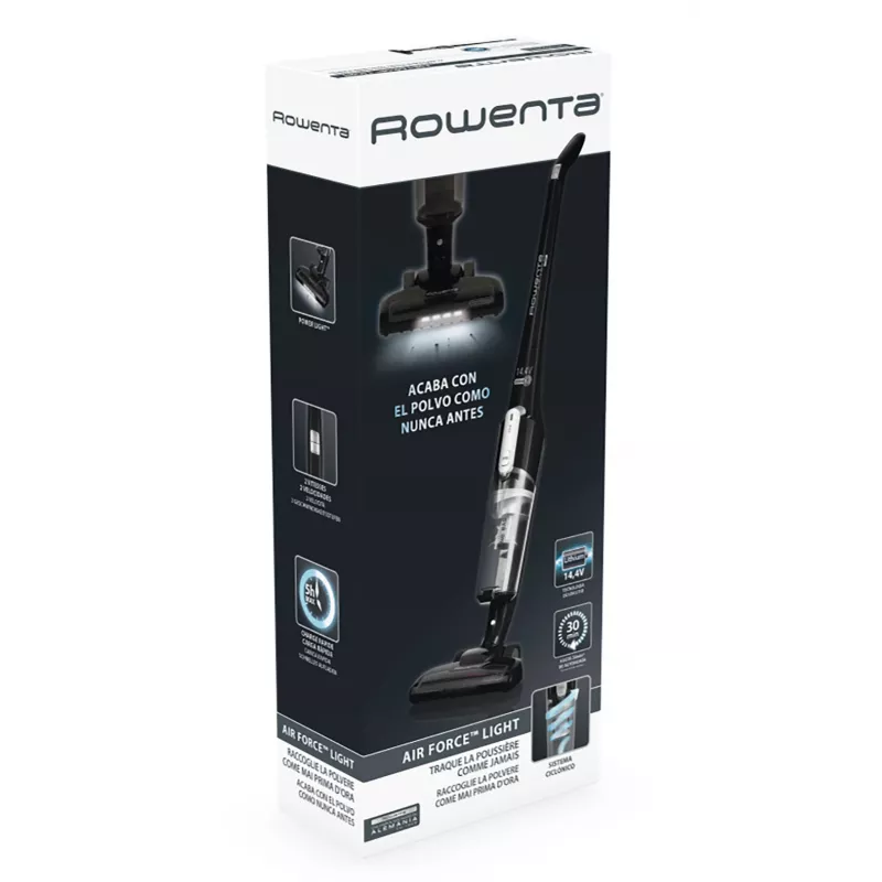Aspirador vertical Rowenta Air Force Light RH6545 a bateria, seco, sem saco, 0,65 L, preto