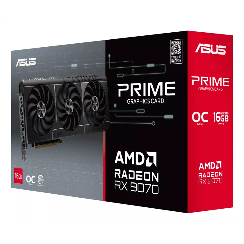 Placa gráfica ASUS Radeon RX 9070 16 GB GDDR6 PCIe 5.0 256-Bit, refrigeração com 3 ventoinhas, PCI Express 5.0