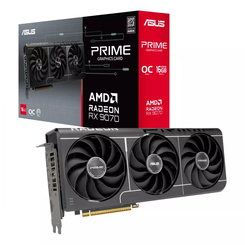 Placa gráfica ASUS Radeon RX 9070 16 GB GDDR6 PCIe 5.0 256-Bit, refrigeração com 3 ventoinhas, PCI Express 5.0